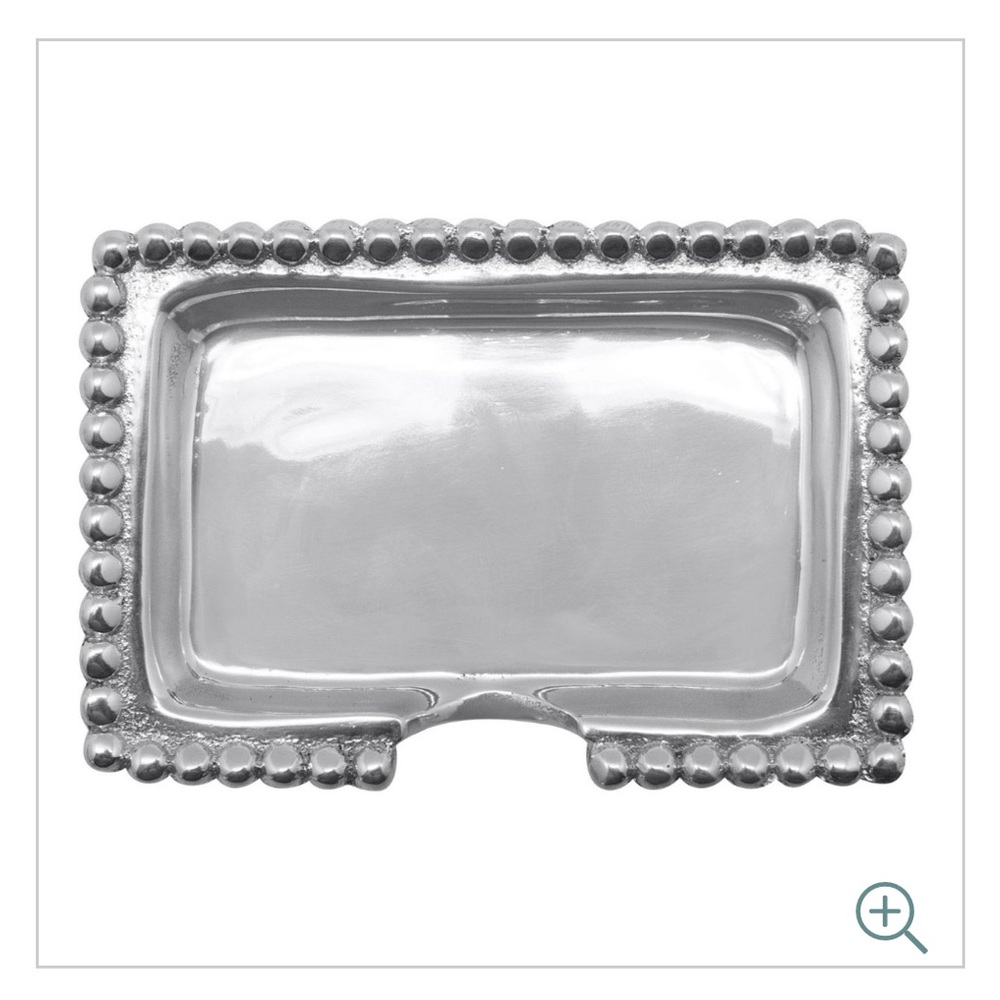Silver Rectangular Tray with Beaded Edge